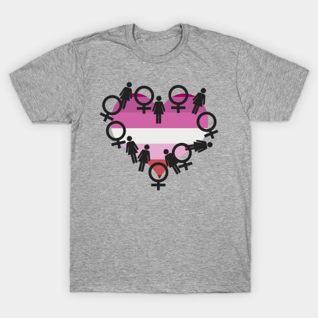 Lesbian Heart T-Shirt by AlienClownThings